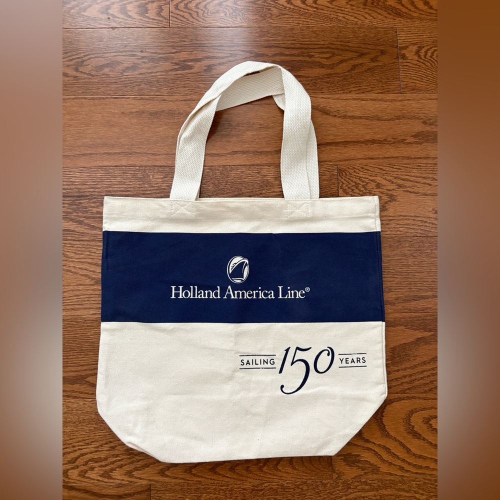New Holland America Line White/Cream Canvas Tote Bag Sailing 150 Years